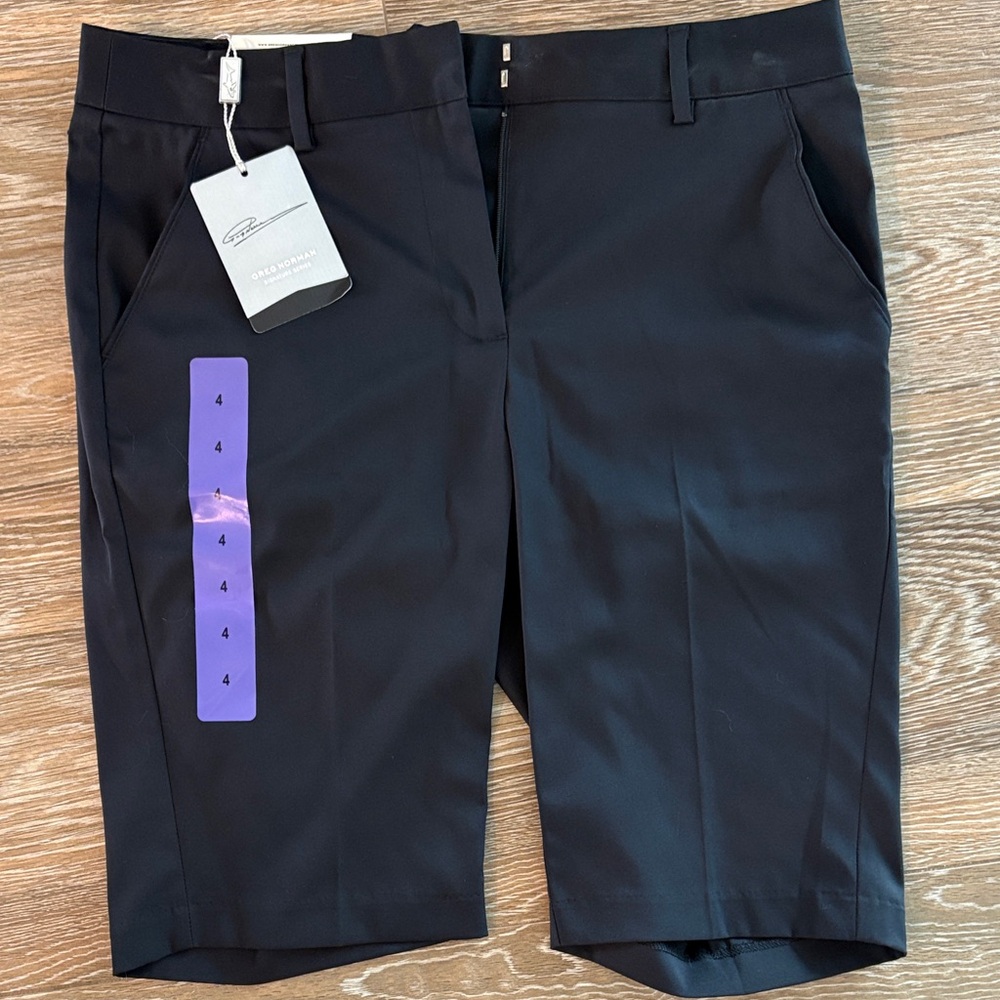 NWT- Greg Norman Women’s Black Gold Bermudas- Size 4